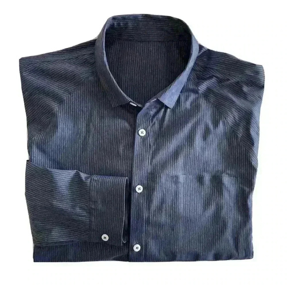 lululemon athletica Other - Lululemon Shirt Men's medium Long Sleeve Button Up Blue Striped